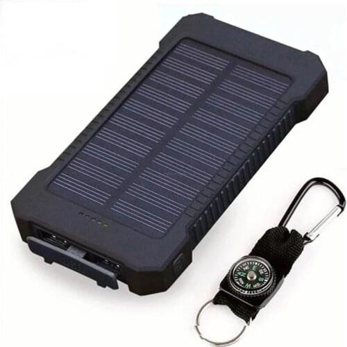 Solar Power Bank Waterproof 30000mAh Solar Charger 2 USB Ports External Powerbank Charger For Xiaomi Smartphone With LED Light