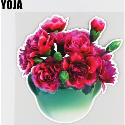 YOJA 16.6×17CM Lovely Carnation Potted Plants Hood Bumper Decoration Fashion Creative Car Sticker 19B-0076