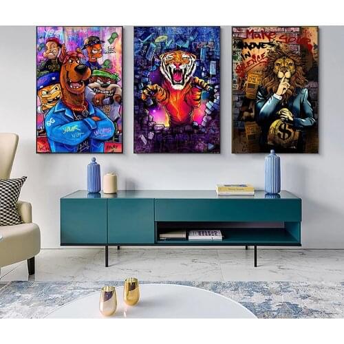 Funny Animal Wall Art Poster Boxing Dog Street graffiti Art Canvas Painting Picture For Living Room Bedroom Home Decoration