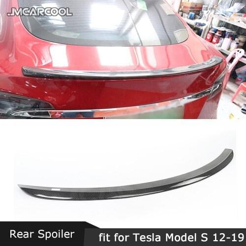 Carbon Fiber Rear Spoiler for Tesla Model S Sedan 60 70 75 85 90 D P85D P90D P100D 2012-2019 FRP Rear Boot Trunk Trim Wings