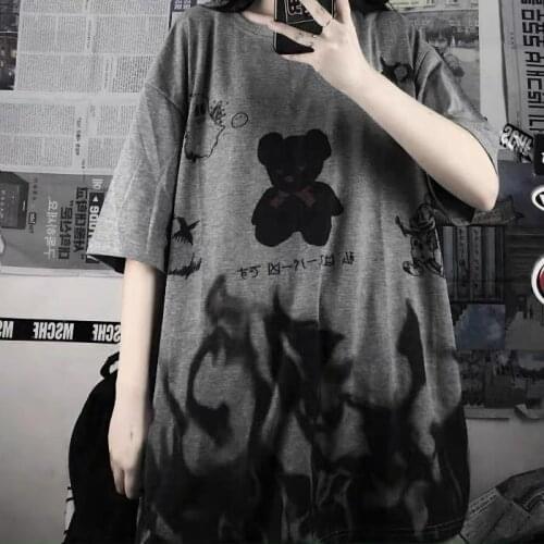 Short-sleeved womens tshirt loose was thin oversized half-sleeved clothes tide Harajuku t shirt vintage tee brandy dropshipping
