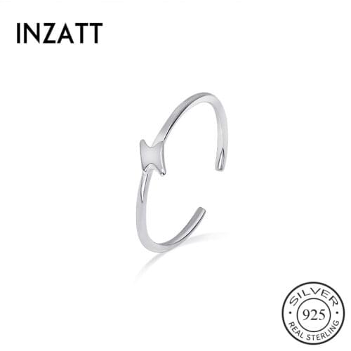 INZATT Real 925 Sterling Silver Minimalist lightning Adjustable Ring For Fashion Women Party Cute Fine Jewelry Accessories Gift
