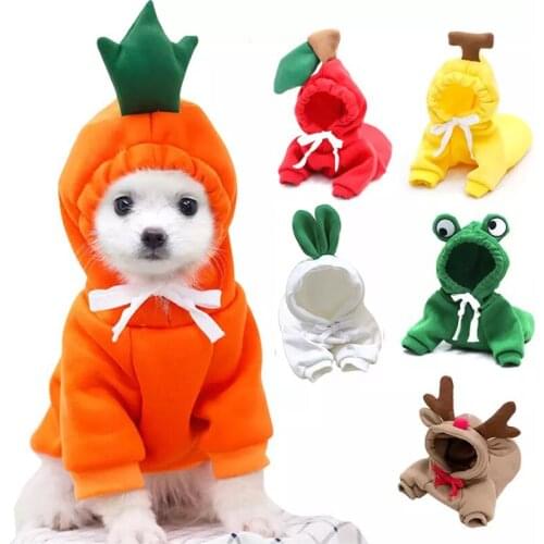 Winter warm dog clothes cute fruit dog coat hoodie wool pet dog French bulldog Chihuahua Ropa Palapero clothing jacket