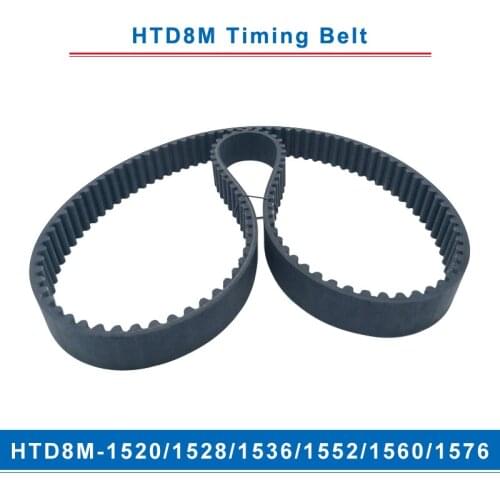 Timing belt HTD8M-1520/1528/1536/1552/1560/1576 teeth pitch 8mm circular teeth belt width 20/25/30/40mm for 8M timing pulley