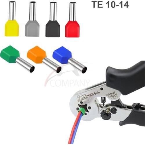 100PCS TE10-14 two double European pin shaped terminal pressure wire pre insulated pipe