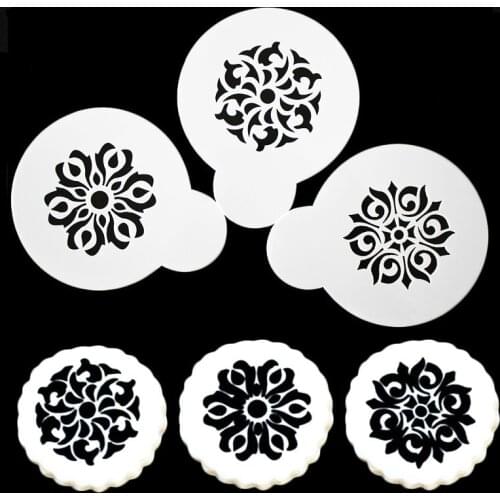 3PCS Different Style Flowers Sweet Heart Spray Stencils Birthday Cake DIY Mold Dessert Decorating Bread Tools