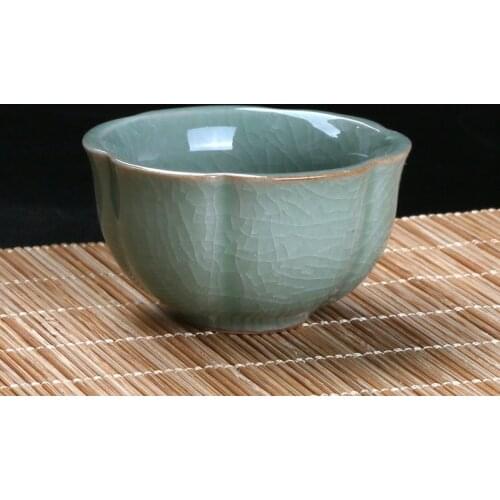 4 pcs/lot Chinese Ru Kiln Crack Ceramic Teacup porcelain small Tea Bowl Handmade Tea set Accessories Master Teacup Single cup