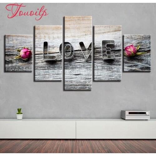 5D DIY Full Square&round 5pcs Love roses Flower 5d Diamond Painting Combination diamond Embroidery Mosaic Home Decor painting