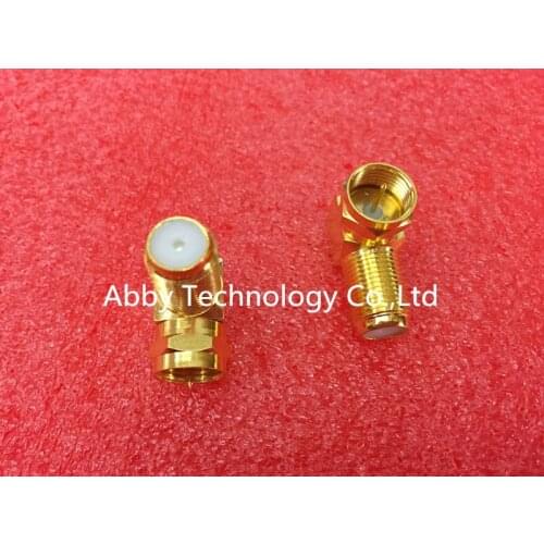 50pcs Gold plated Copper F Male Plug to F Female Jack Right Angle Adapter 90 Degree Coax TV Connector
