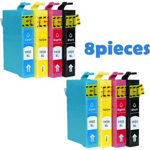 8pcs Compatible Ink cartridges For Epson T1931 T1932 T1933 T1934 For Epson Workforce WF-2521 WF-2531NF WF-2541 Inkjet printers
