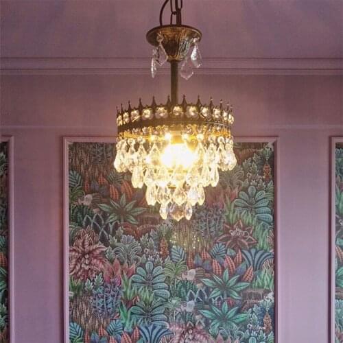 America Rustic kitchen Crystal lighting vintage iron Chandelier led Bar cafe Lighting Dining Room hanging lamp Living Room lampe