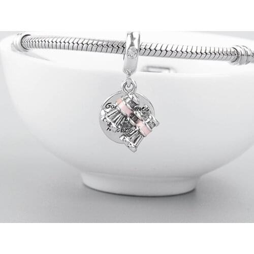 Authentic S925 Bead Binoculars Hangling Dangle Charm for Women Bracelet Bangle DIY Jewelry