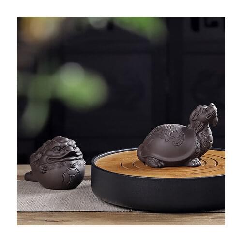Dragon Turtle Tea Pet Decoration Beautiful Purple Sand Can Raise Gold Toad Brave Troops Lucky Money Tea Ceremony