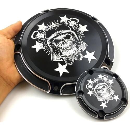 Custom Skull Derby Timer Clutch Timing Covers Master Cylinder Chain Inspection Cover Fit For Harley Dyna Softail 99-17