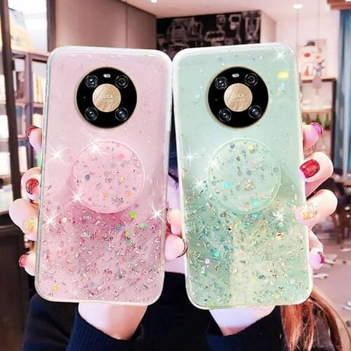 For Huawei Mate 20 Lite Pro Case Luxury Bling Glitter Cover On Huawei Mate 40 30 Pro Plus 10 Lite Silicone Phone Holder Cover