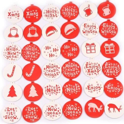 10Pcs Round Painted Christmas Decorations Wooden Pendants Xmas Tree Hanging Ornaments DIY Crafts Party Home Decor New Year Gifts