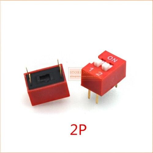 DP-2P 20pcs/lot red Direct dial code switch DIP switch 2.54MM DS pitch Side