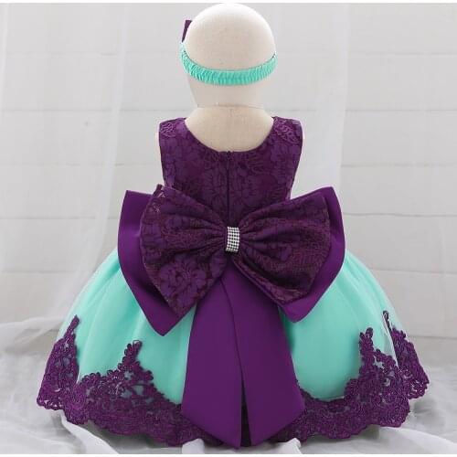 Elegant Bow Princess Dress for Girl Birthday born Lace Tutu Party Dress Girl Dress Toddler Baptism Vestido Dress Clothes L1911xz