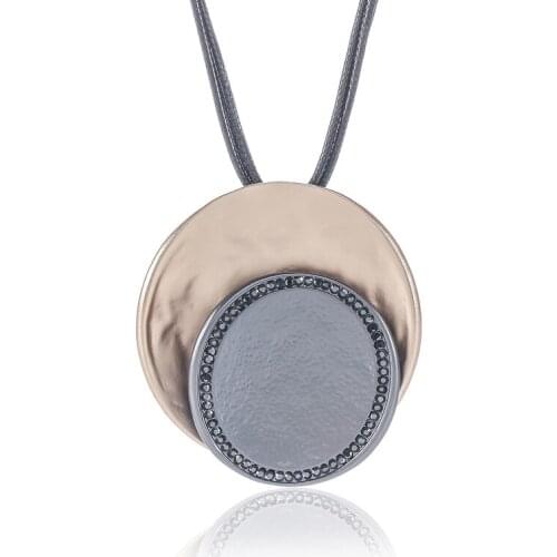 ELOYHI Women Necklace Geometric Top Quality Double Collar Leather Choker For Lady Punk Trendy Neckalce&Pendants Gift