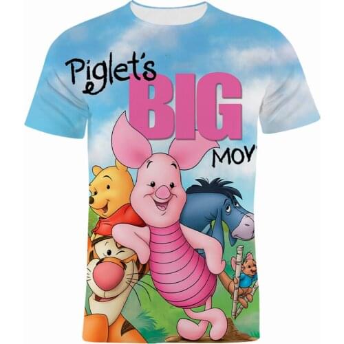 Piglets Big Movie Mens Clothing Summer Short Sleeve Women T-shirts Fashion Cartoon Anime 3D Print Boy Girl Kids T Shirt Tops