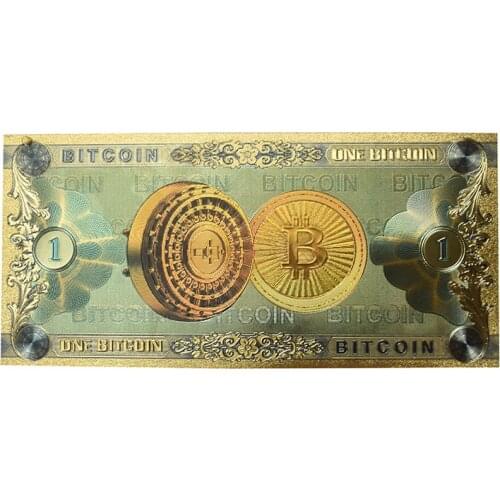 Hot sale One Bitcoin BTC Banknote Bit coin Plastic Gold Foil card For Souvenir and Gift