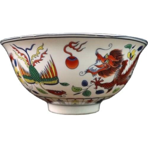Chinese old porcelain Pastel Painting Dragon and Phoenix pattern bowl