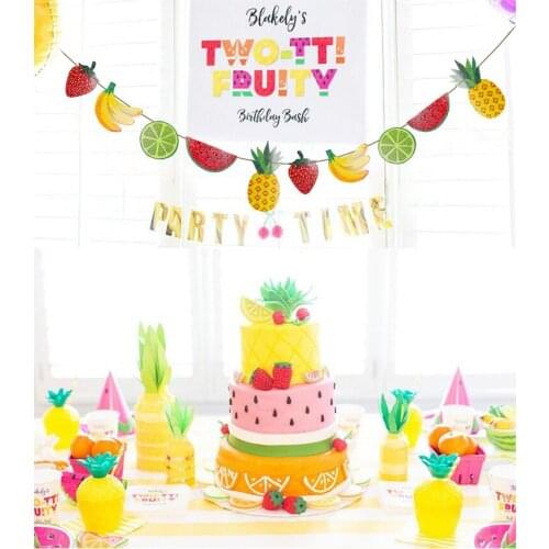 Summer Fruit Theme Party Paper Banner Happy Birthday Kid Hawaii Luau Party Decorated Family Party Wedding Celebration Decoration