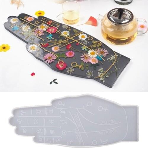 LXAD Palmistry Constellation Tray Epoxy Resin Mold Coaster Serving Plate Silicone Mould DIY Crafts Home Decorations Casting