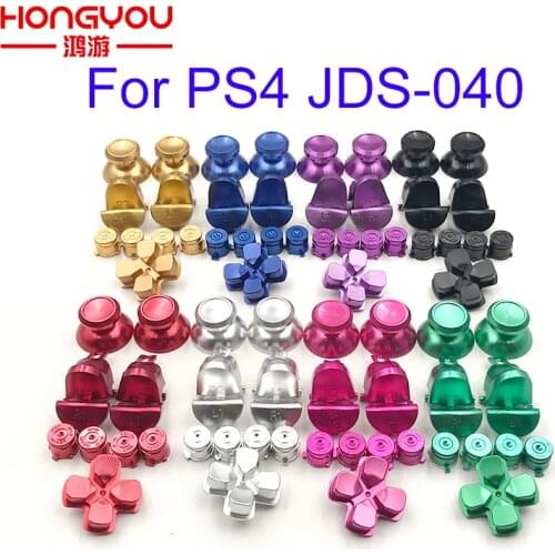 Metal Bullet Buttons thumbstick cap L1 R1 L2 R2 Dpad Aluminum Buttons for PS4 Slim Pro Controller Dualshock 4 JDM040 JDS040