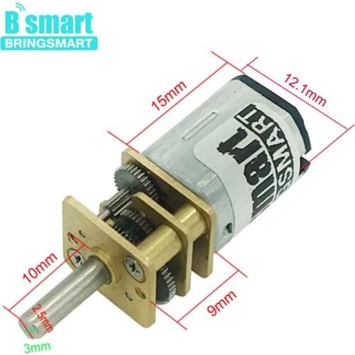 1pc Bringsmart N20 Micro motor Electric gearbox motor 3v 6v 12v 15/30/50/60/100/200/300/500/600/1000/1500rpm