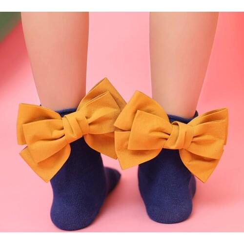 Cute Baby Girls Sweet Socks Big Bow Ruffle Ankle Short Socks Candy Colors Kids Princess Sock