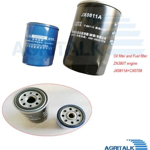 Set of oil and fuel filter for Changchai ZN390T engine for Chinese brand tractor, part number : jx0811A+CX0708