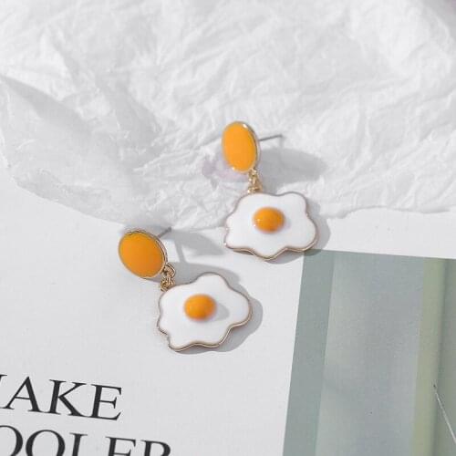 2021 New Color Cute Colorful Poached Egg Earrings Unusual Jewelry Dangling Earring Trendy Korean Summer Accessories For Women