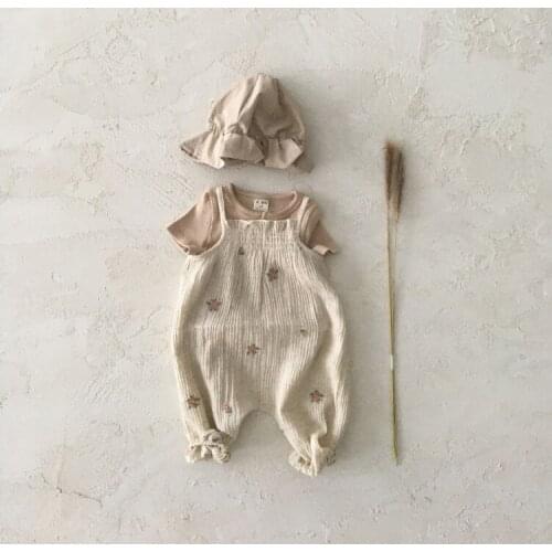 2021 new boys girls floral overalls summer cotton fashion babys pants