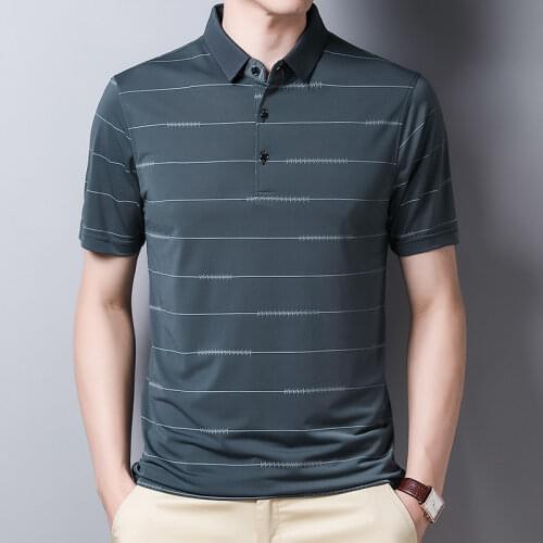 2021 New Arrival Polo Shirt Striped Short Sleeve Summer Cool Shirt Streetwear Fashion Male Polo Shirt Men Tops Clothes