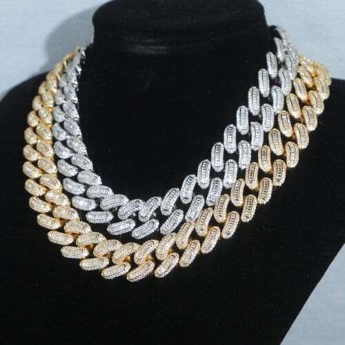 Wholesale Men Women Hip Hop Necklace Jewelry Iced Out Bling Cubic Zirconia Pave Rock Punk 18MM wide Cuban Chain Necklace Jewelry