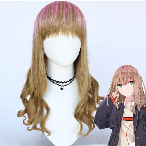 Anime Wigs SSSS.DYNAZENON Yume Minami Wig anime DYNAZENON Cosplay Wigs Length Gradient Light Pink to Brown Color Cos Props