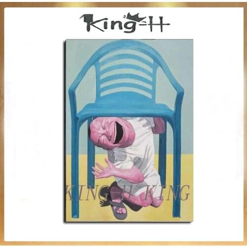 Character hand-painted big mouth interesting naughty boy pop art on canvas oil painting decorated hall the porch of the gate of