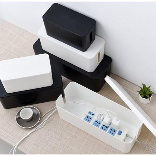 Plastic Cable Storage Box Power Socket Data Line Winder 3 Sizes Tidy Storage Cases Removable Cover Easy to Heat For Home Office