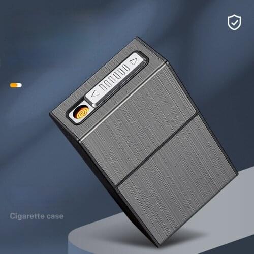 20 Pieces of Thick Cigarettes Integrated USB Rechargeable Cigarette Case Lighter Smoking Accessories for Weed Gadgets for Men