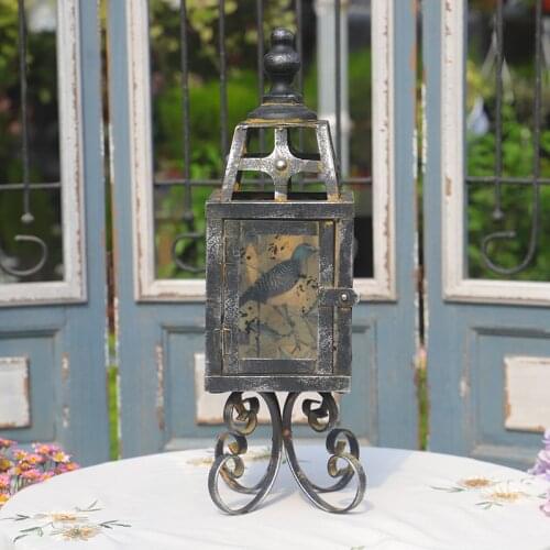 Handicraft Retro Rustic Tabletop Metal Candle Holder Lantern