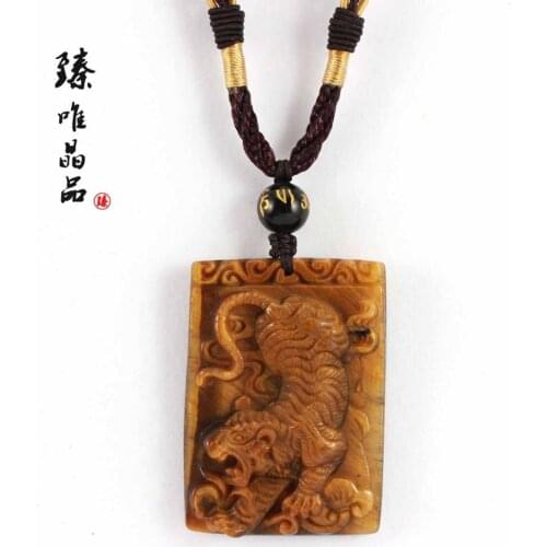 Lucky mascot natural yellow tiger eye tiger pendant male pendant