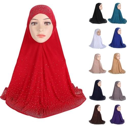 One Piece Amira Hijab Pull On Ready Instant Scarf Khimar Head Wrap Muslim Islamic Prayer Hijabs Arab Overhead Shawl