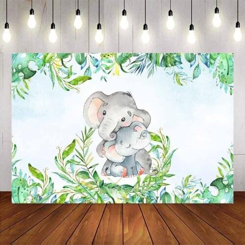 Elephant backdrop safari jungle theme birthday party decoration custom background gender reveal baby shower theme party