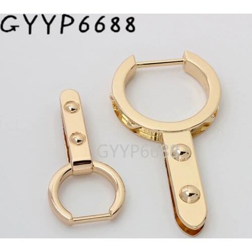 50pcs gold color 20mm 32mm metal round shape hanger connector for woman shoulderbag connect buckles purse hardware