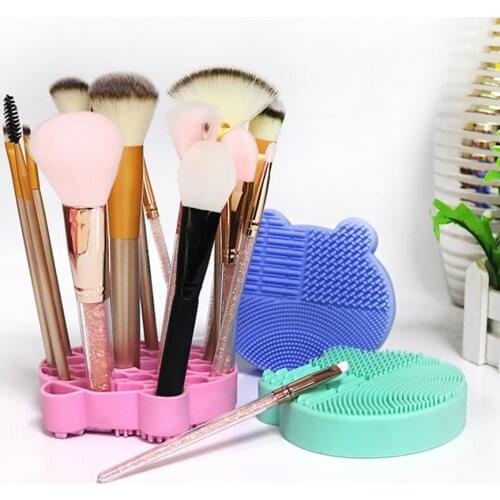 Brushes Drying Rack Multi-hole Portable Storage Supplies Reusable Makeup Brush Cleaner Mat for Dresser