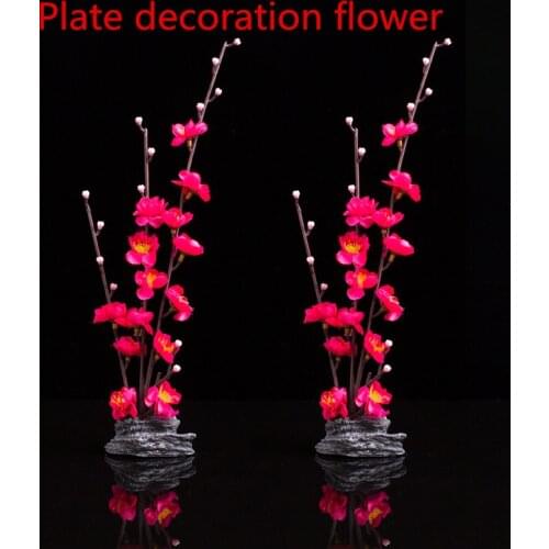 Restaurant plate tray dish decorate Plum Peach blossom flower tree seafood sushi decoration ornamental artificial chef tools