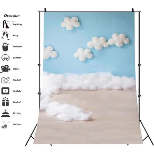 Blue Sky and White Clouds Scene Portrait Photography Vinyl Background Decor Photocall Backdrop for Photo Studio Props