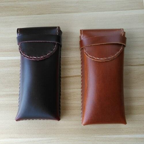 Vintage retro cowhide genuine leather pen pencil bag for fountain pen with hasp lock cover stationery organizer accessories 1120