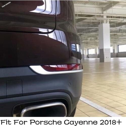 Lapetus Outside Rear Fog Lights Lamp Decoration Cover Trim 2 Pcs Exterior For Porsche Cayenne 2018 - 2021 ABS Matte Chrome